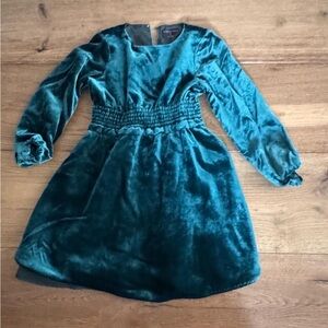 J Crew Green Velour Long Sleeve Dress 5y